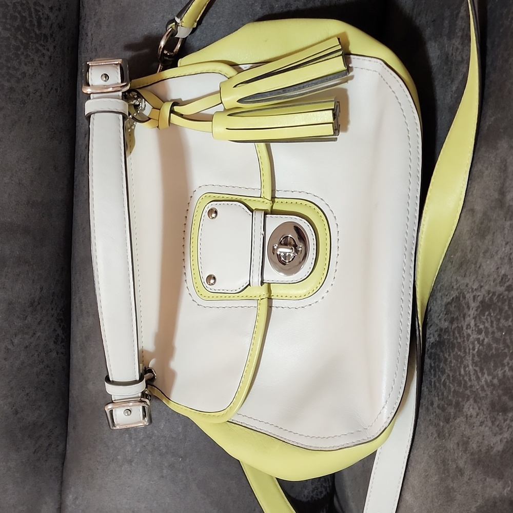 Yellow/Green and Cream Coach Purse